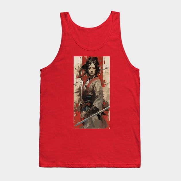 Samurai girl with katana Tank Top by CatCoconut-Art